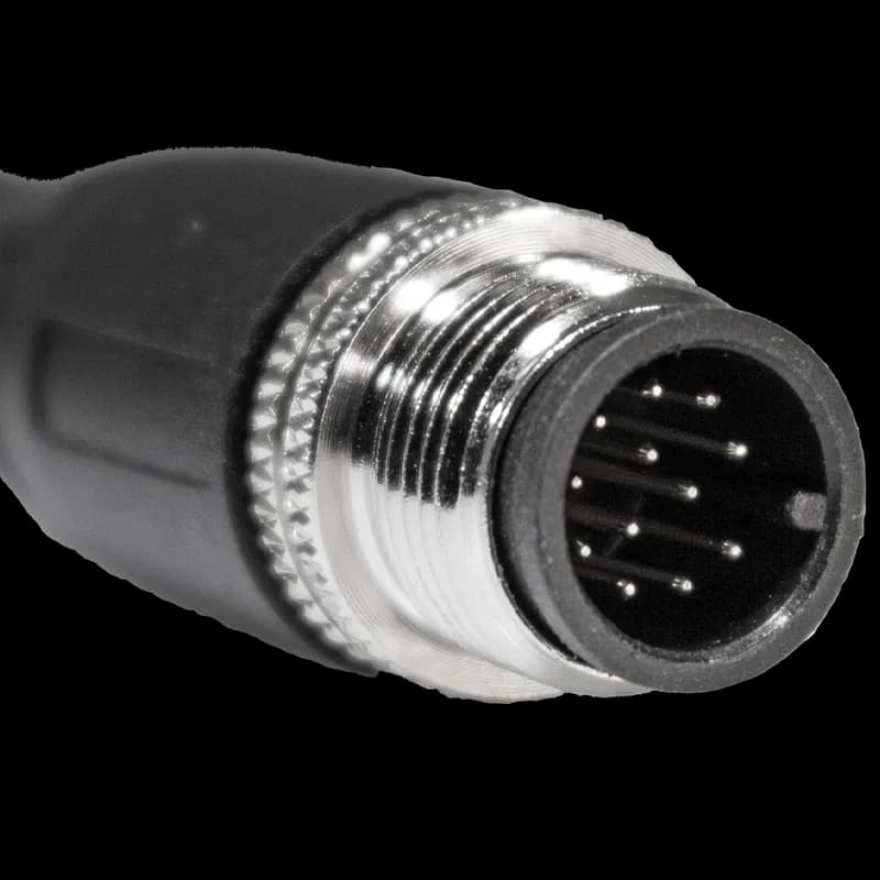 Single Key (M12) Micro-Link Plug Assembly, PVC, Male ST., 12 pole, 16.4', 26 AWG