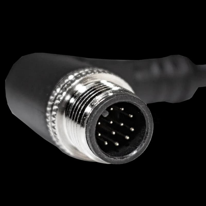 Single Key (M12) Micro-Link Plug Assembly, PVC, Male 90D., 12 pole,9.8', 26 AWG