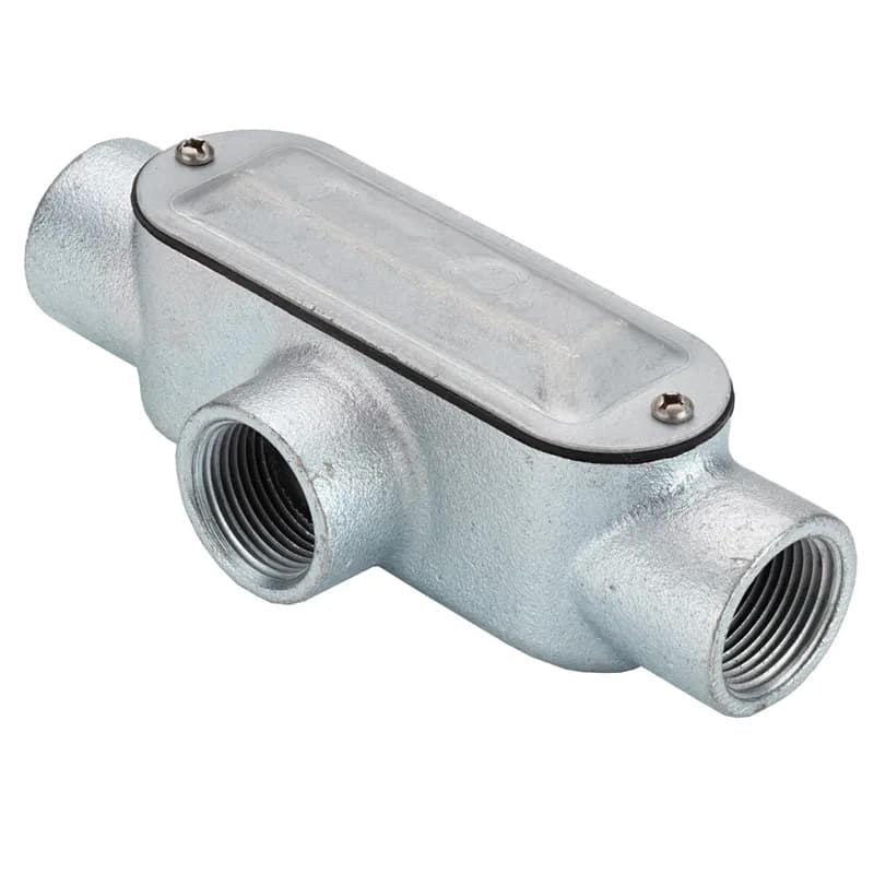 Rigid and IMC Conduit Body, Type T, Malleable Iron, Cover and Gasket, Size 3/4 Inch