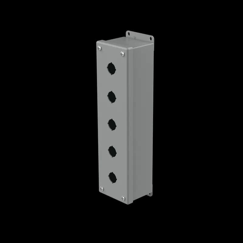 Pushbutton Enclosures Type 12, 5PBx22.5mm, Gray, Steel