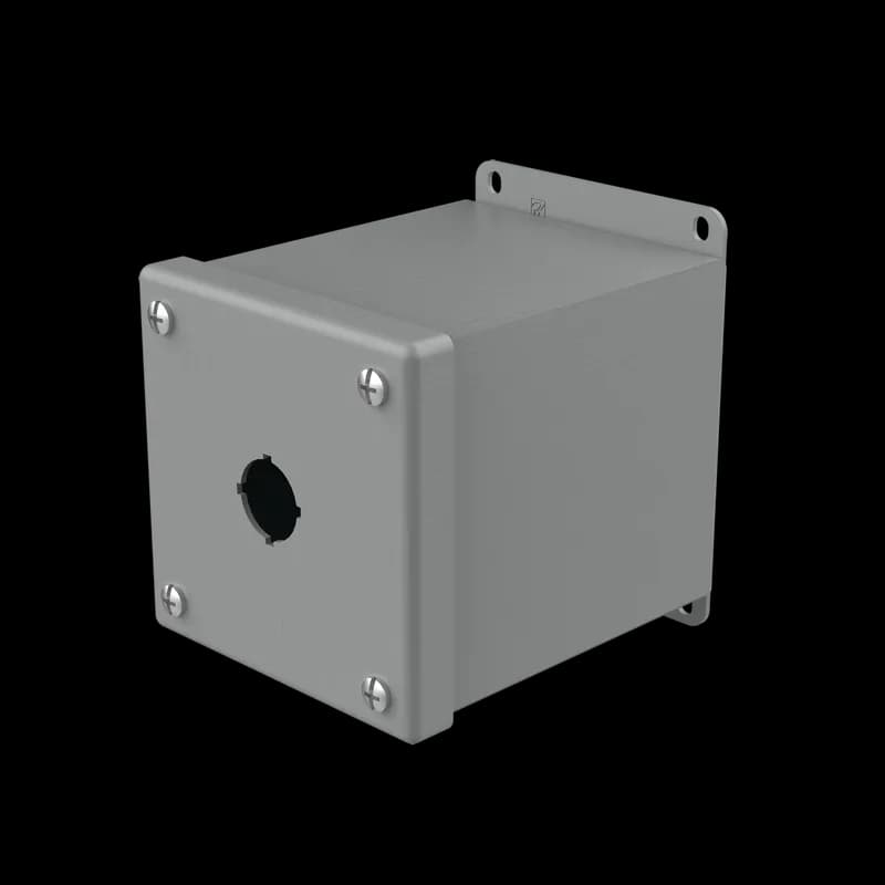 Extra-Deep Pushbutton Enclosure Type 12, 1PBx22.5mm, Gray, Steel