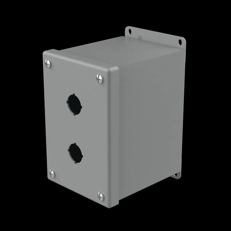 Extra-Deep Pushbutton Enclosure Type 12, 2PBx22.5mm, Gray, Steel