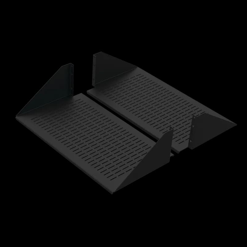 Double-Sided Steel Vented Shelf, fits 19-in LAN R, Black, Steel