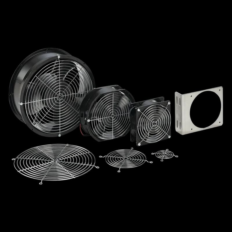 Compact Axial Fan 4-inch Lead Wires, 230VAC 100CFM, Black, Steel