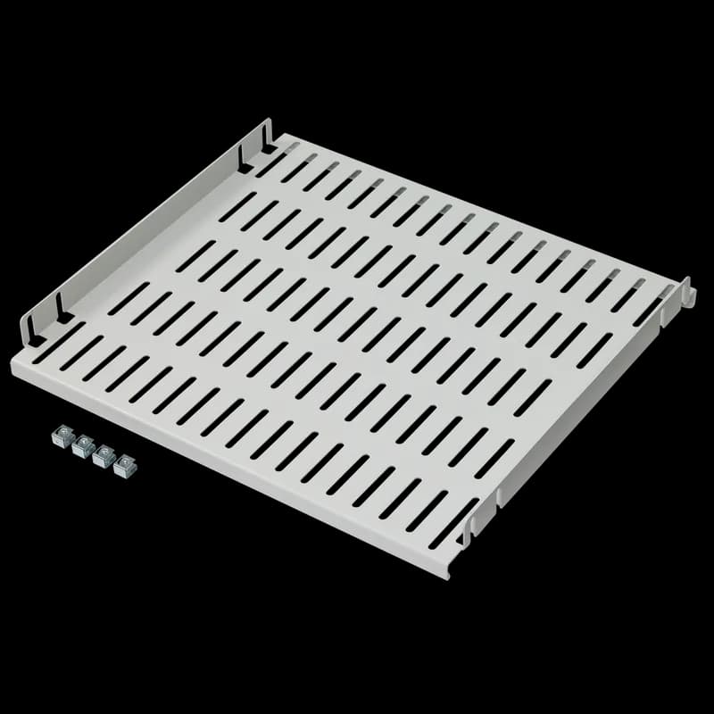 Vented Shelf 19-inch Rack Mount Fixed, 408mm depth, Light Gray, Steel