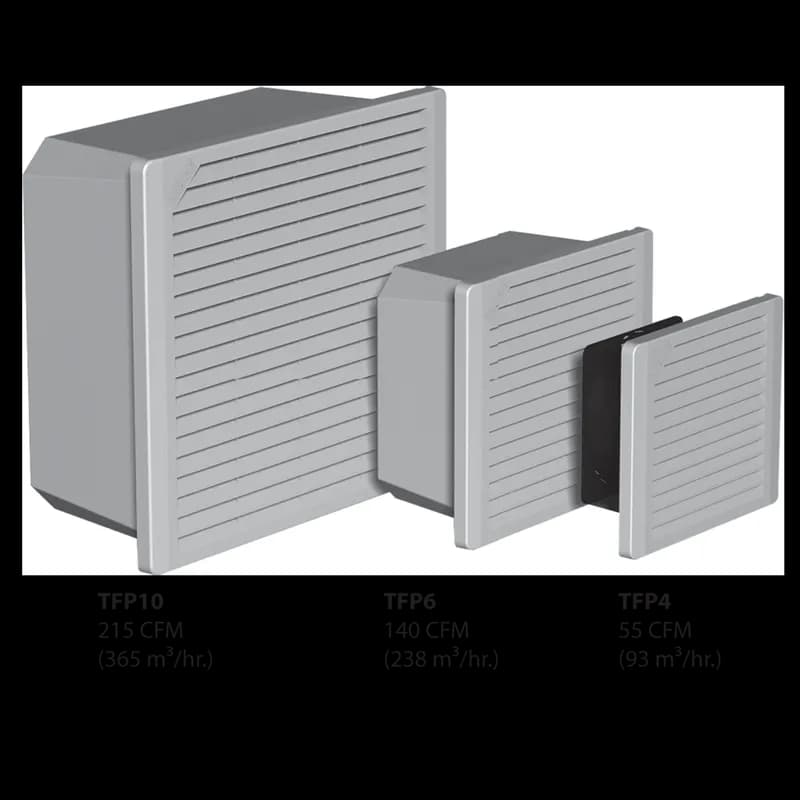 TFP4 Side-Mount Filter Fan Type 12, 115V 25CFM, Light Gray, Composite