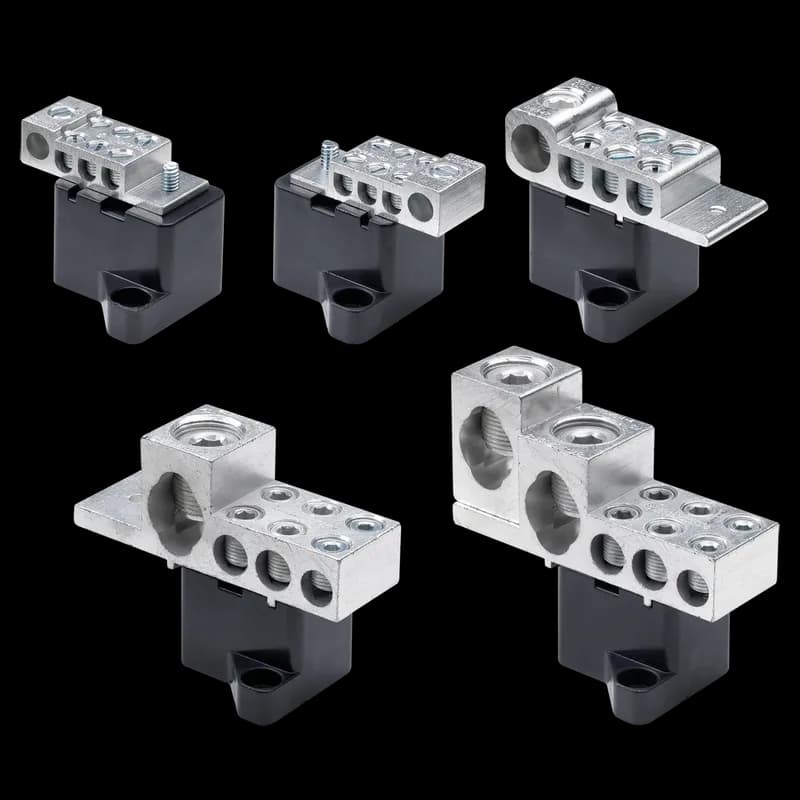 Splitter Trough Block Assembly, 600V 600A 4-600MCM:1/0-250 kcmil, Brushed, Aluminum