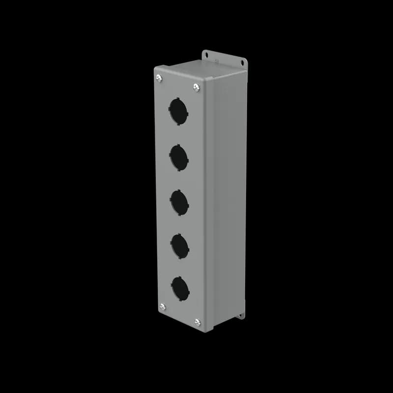 Pushbutton Enclosures Type 12, 5PBx30.5mm, Gray, Steel