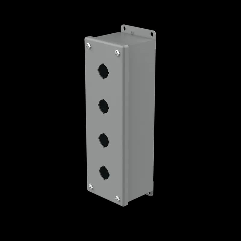 Pushbutton Enclosures Type 12, 4PBx22.5mm, Gray, Steel