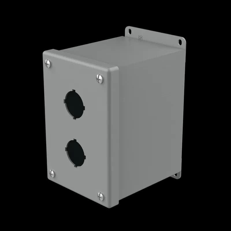 Extra-Deep Pushbutton Enclosure Type 12, 2PBx30.5mm, Gray, Steel