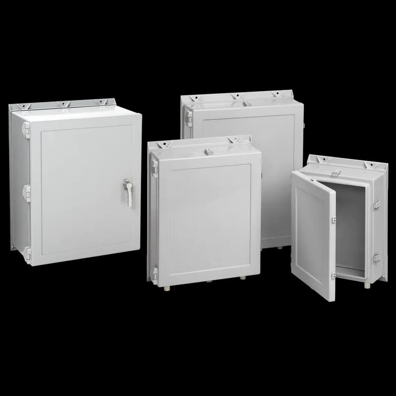 Hinge Cover Enclosure 3-Point Type 4X, 24.19x24.19x12.00, Gray, Fiberglass