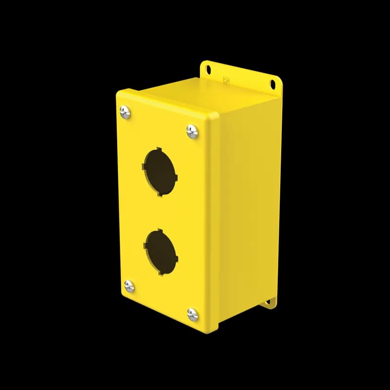 Pushbutton Enclosures Type 12, 2PBx30.5mm, Safety Yellow, Steel