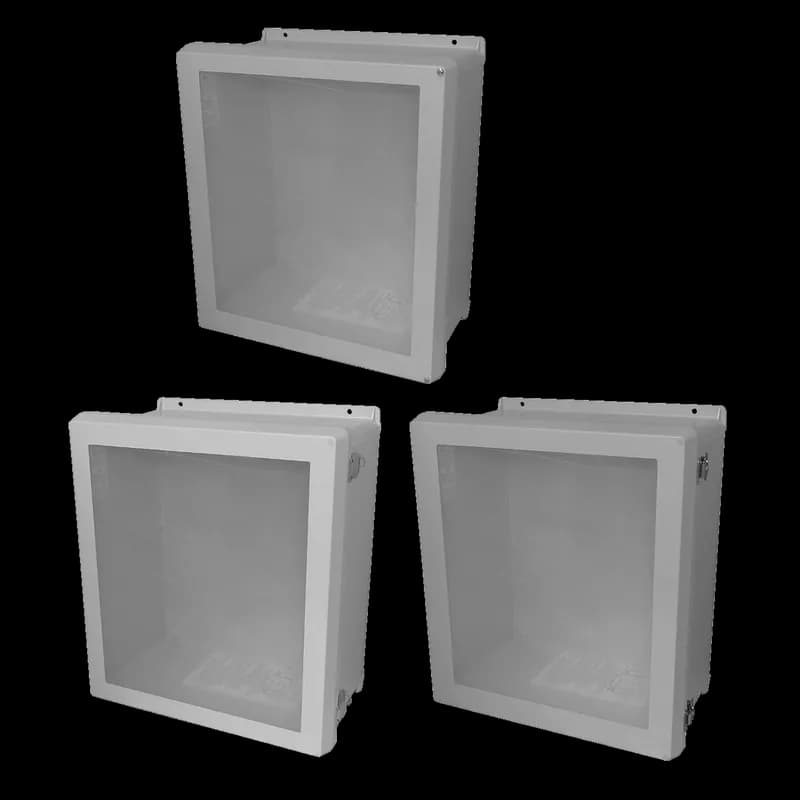 VJB Flat Cover Bonded Window Type 4X, 21.32x17.32x11.57, Lt Gray, FRP, W