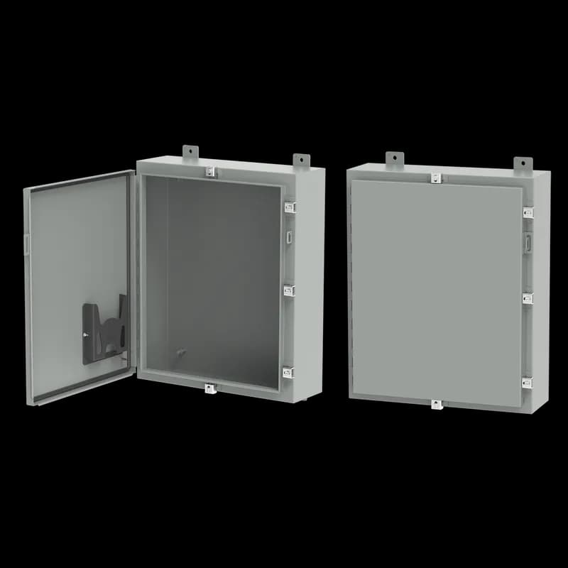 Continuous Hinge Enclosure with Clamps LP Type 4, 30x24x8, Gray, Mild Steel