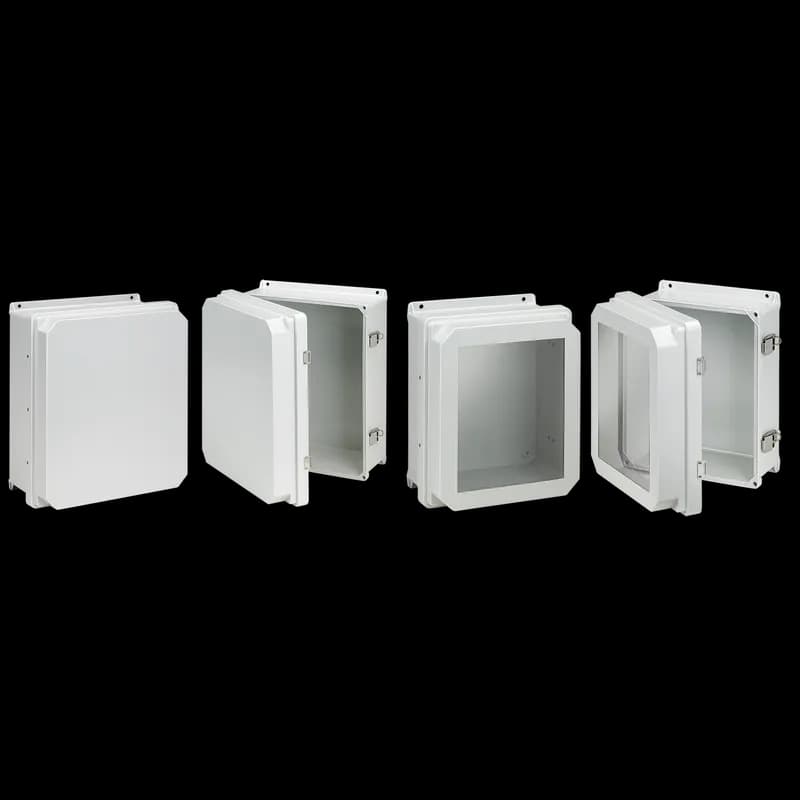 Raised Cover with Latches Type 4X, 11.68x9.69x6.16, Lt Gray, Fiberglass