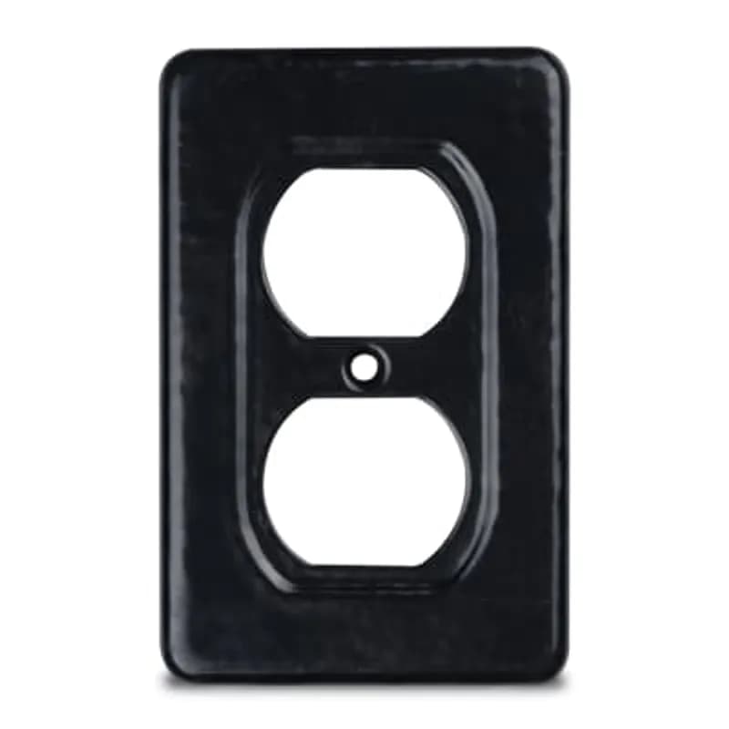 ABB - Installation Products DS23G-G - PVC Coated Single Gange Duplex Receptacle Cover for Device Box, for Standard and 3 Pole, 2 Wire Grounding Type Duplex Convenience Receptacles and Gasket Included, Surface Flush, Gray