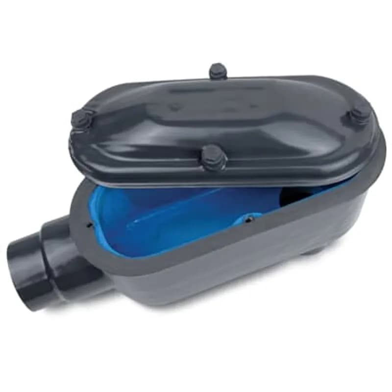 PVC Coated Conduit Body, LB Shape, Form 8, Size 2-1/2 Inch/63 Metric, Iron, Dark Gray