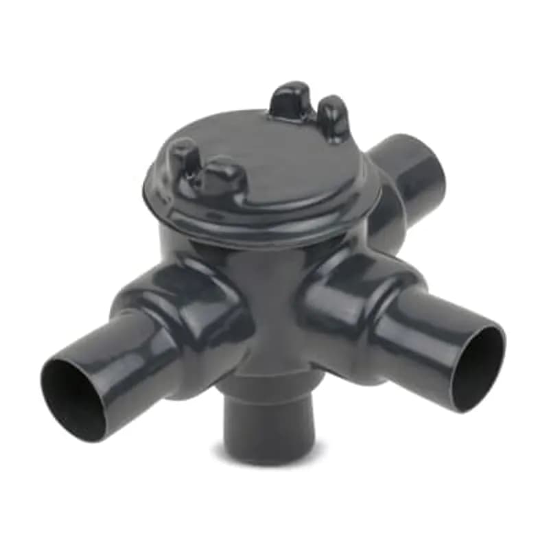 PVC Double-Coated Conduit Outlet Box for Hazardous Locations, GUAW Type, Pipe Size 1/2 Inch/16 Metric, Box is Ductile Iron with Zinc Plating, Cover is Die Cast Aluminum, Cover Opening 2.00 Inch/50.80 Millimeters, Gray