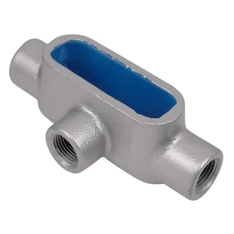 PVC Coated Conduit Body, T Shape, Form 8, Size 2-1/2 Inch/63 Metric, Iron,Dark Gray