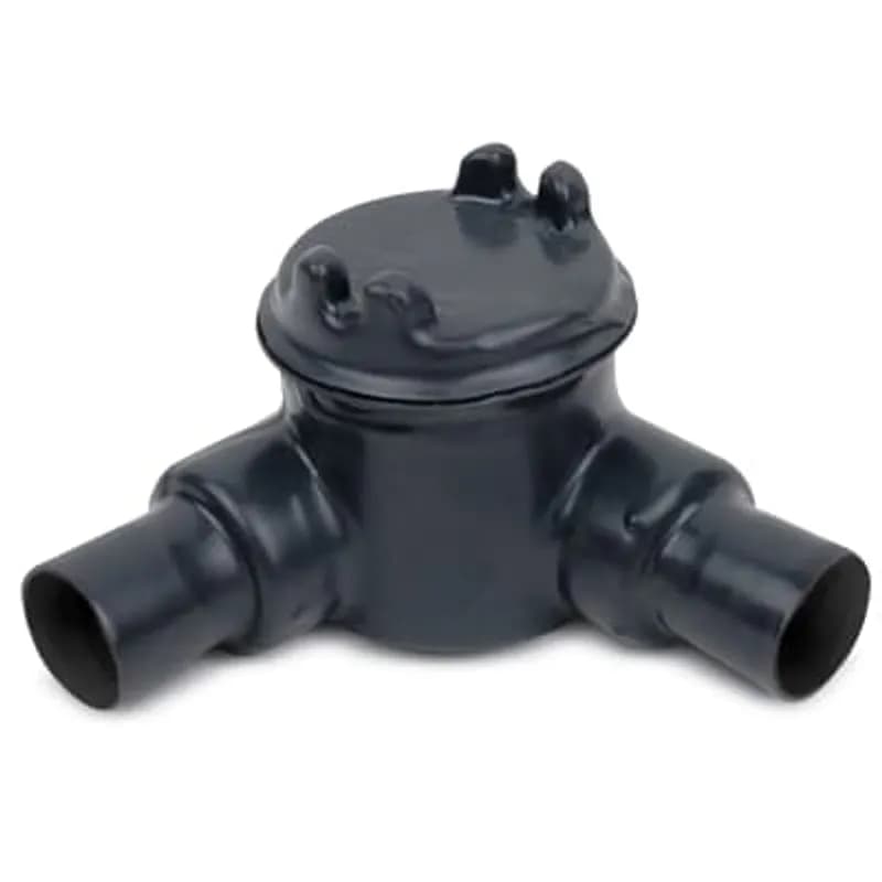 PVC Double-Coated Conduit Outlet Box for Hazardous Locations, GUAN Type - L Shape, Pipe Size 1 Inch/27 Metric, Box is Ductile Iron with Zinc Plating, Cover is Die Cast Aluminum, Cover Opening 3.00 Inch/76.20 Millimeters, Gray