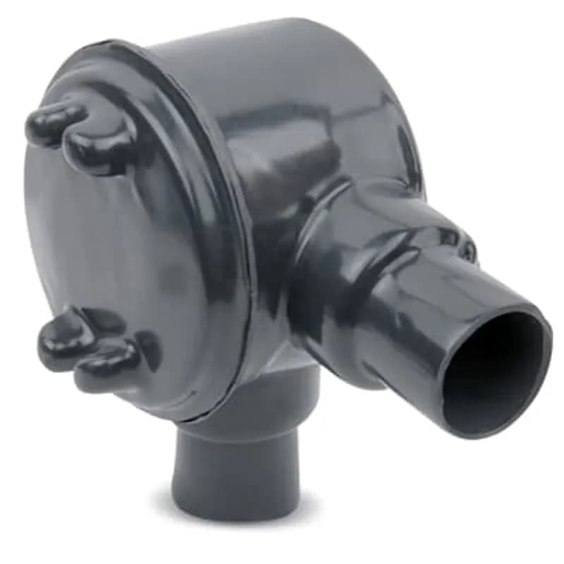 PVC Double-Coated Conduit Outlet Box for Hazardous Locations, GUAL Type - L Shape, Pipe Size 2 Inch/53 Metric, Box is Aluminum, Cover is Die Cast Aluminum, Cover Opening 5.00 Inch/127.00 Millimeters, Gray