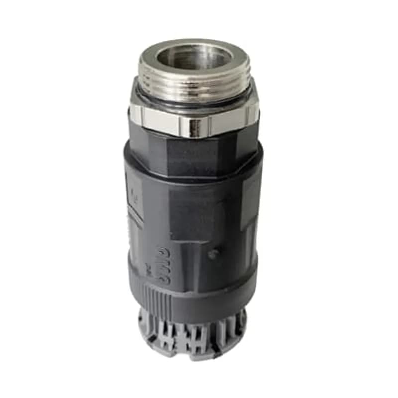 KNZ Straight Connector with Strain Relief, Metric Metal Thread for IP68 and IP69 - Thread Metric M32x1.5, Fits to Conduit Size NW/Metric 23/25, Color Black, Without Sealing Insert