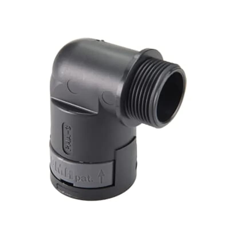 VW Connector 90 Degree Elbow, PG Thread for IP68 - Thread PG 11, Fits to Conduit Size NW/Metric 10/12, Color Black