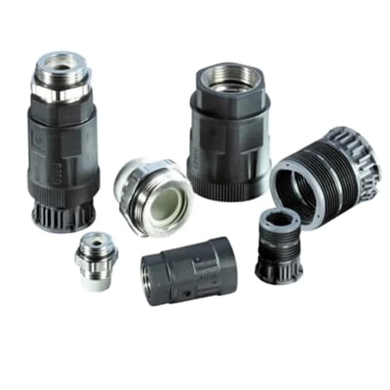 KNZ Straight Connector with Strain Relief, Metric Metal Thread for IP68 and IP69 - Thread Metric M25x1.5, Fits to Conduit Size NW/Metric 23/25, Color Black