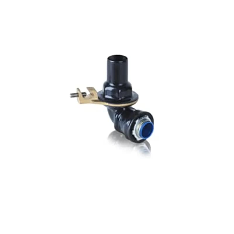 ABB - Installation Products ST3/490GR-G - PVC Coated Liquitight Conduit Connector with Grounding Ring, 90 Degree, Pipe Size 3/4 Inch/21 Metric, Minimum .040 Inch (40 mil) PVC Coating on Exterior, Steel Fitting, Dark Gray