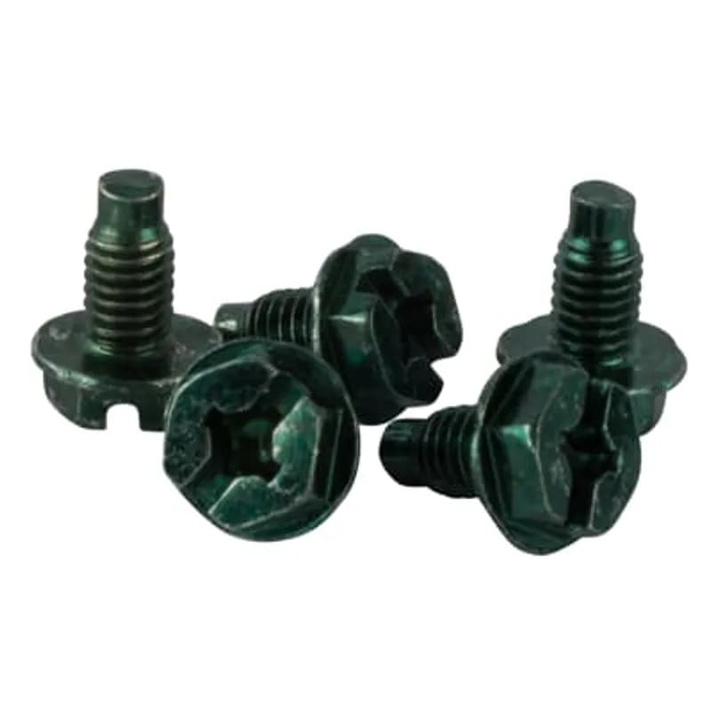 Grounding Screw, Zinc-Plated Steel, 10-32 x 3/8 Inch Slotted Hexagon Head Washer-Face Screw with Green Dye Finish, Provides Positive Ground Continuity in Boxes with a #10-32 Tapped Hole, pack of 10