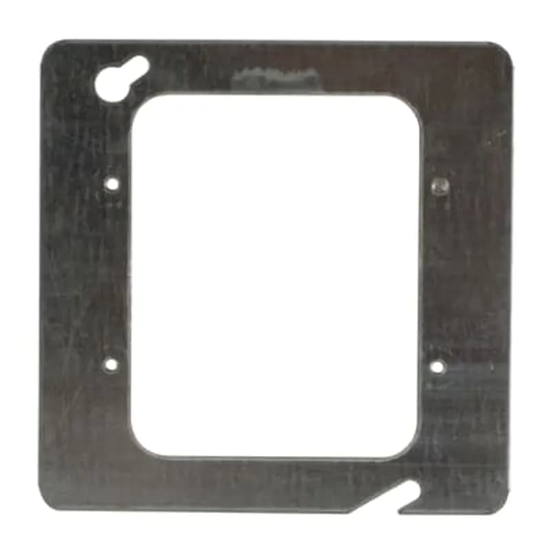 Square Box Ring, 4-11/16 Inch Square, Galvanized Steel, For Two Switches or Receptacles