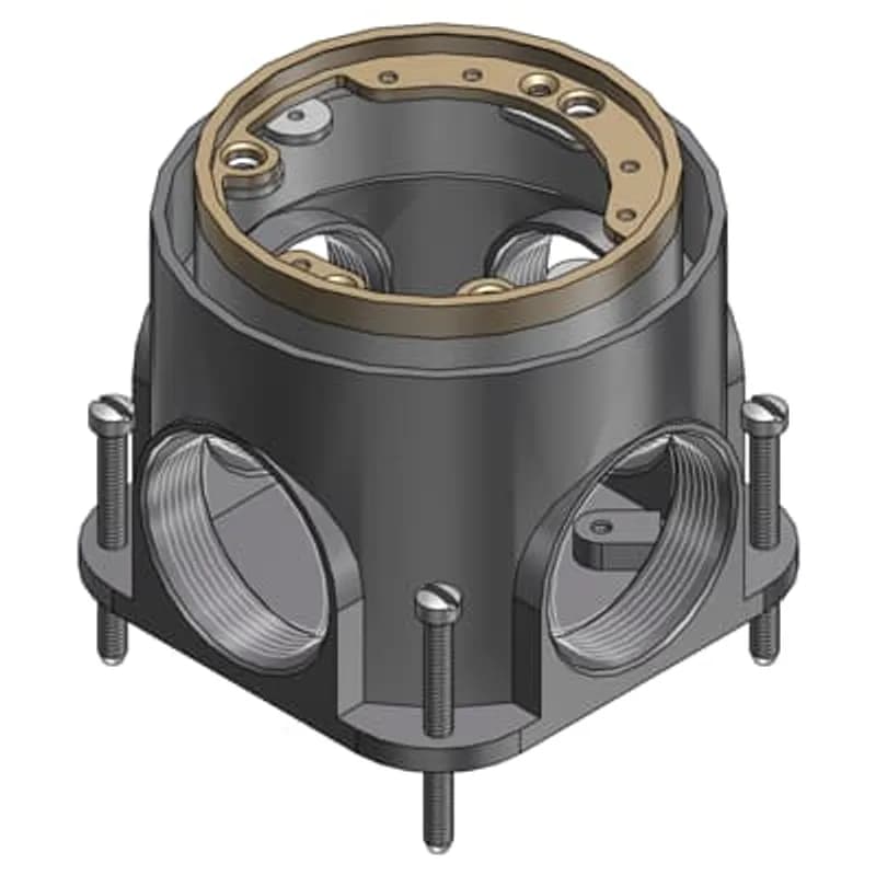 Single Gang Flush Service Floor Box, 64 Cubic Inches, Length 5-1/8 Inches, Width 4-1/4 Inches, Depth 4-1/4 Inches, Hub Size 2 Inches, Cast Iron