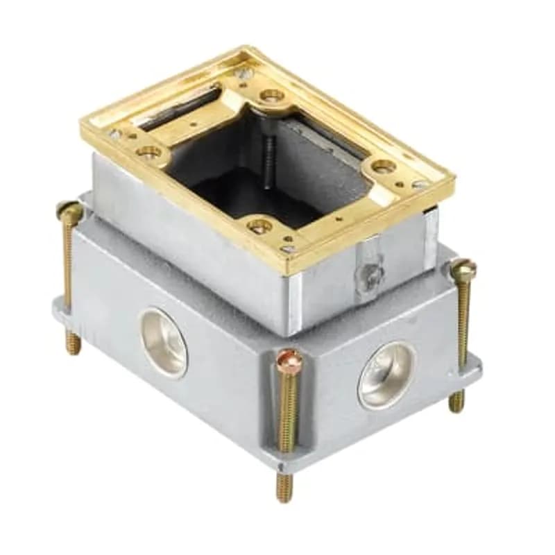 ABB - Installation Products 641 1 - Single Gang Flush Service Floor Box, 35 Cubic Inches, Length 5-1/2 Inches, Width 4 Inches, Depth 3-5/8 Inches, 1 Inch Conduit Hubs, Cast Iron