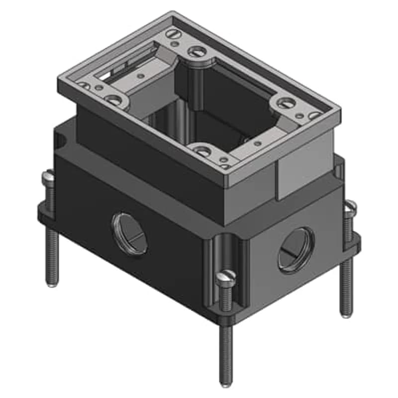 ABB - Installation Products 641 AL - Single Gang Flush Service Floor Box, 35 Cubic Inches, Length 5-1/2 Inches, Width 4 Inches, Depth 3-5/8 Inches, 3/4 Inch Conduit Hubs, Aluminum