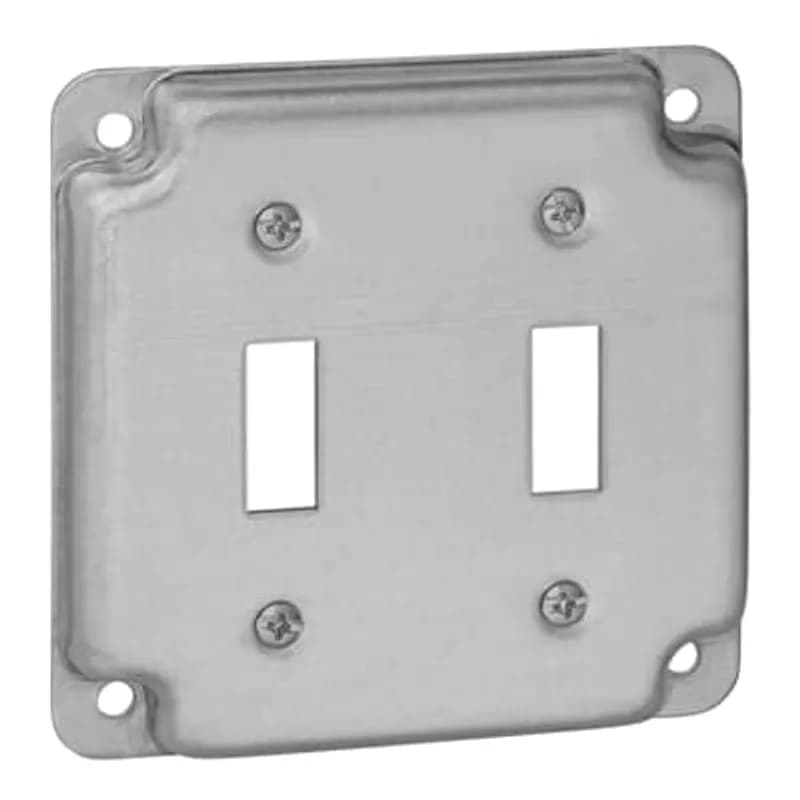 Square Box Surface Cover, 5 Cubic Inches, 4 Inch Square x 1/2 Inch Deep, Galvanized Steel, For use with Two Toggle Switches, pack of 30