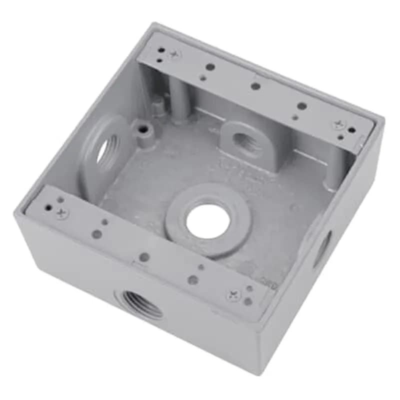 ABB - Installation Products 2IH5S2-1 - Two Gang Universal Weatherproof Box, 31 Cubic Inches, Hub Size 1/2 Inch, Silver, Aluminum, 5 Outlets (2-Sides) with 1 on Top, Bottom, Both Sides, and Back