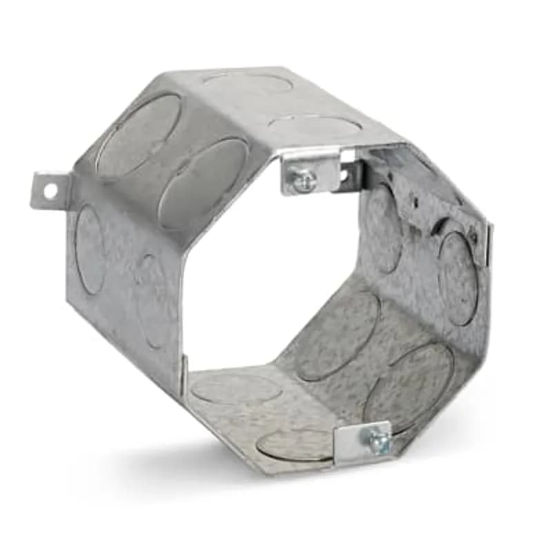 Octagon Concrete Box, 47 Cubic Inches, 4 Inch Diameter x 4 Inch Depth, 3/4 Inch and 1 Inch Knockouts, Pre-Galvanized Steel, Drawn Construction, For use with Conduit