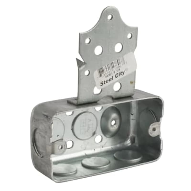 One Gang Utility Box, 10.3 Cubic Inches, 4 Inches Long x 2-1/8 Inches Wide x 1-1/2 Inches Deep, 1/2 Inch Knockouts, Pre-Galvanized Steel, Drawn Construction, B Bracket, For use with Conduit