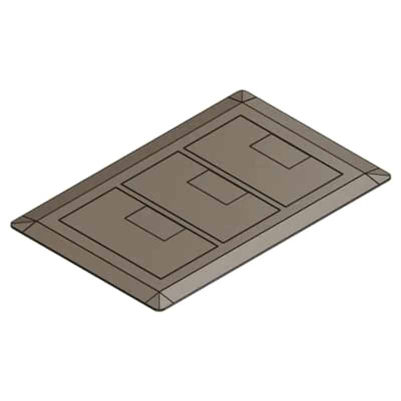 Three Gang Floor Box Cover, Width 7.13 Inches x Length 11.50 Inches, Brown, Non-Metallic, Carpet Flange Included