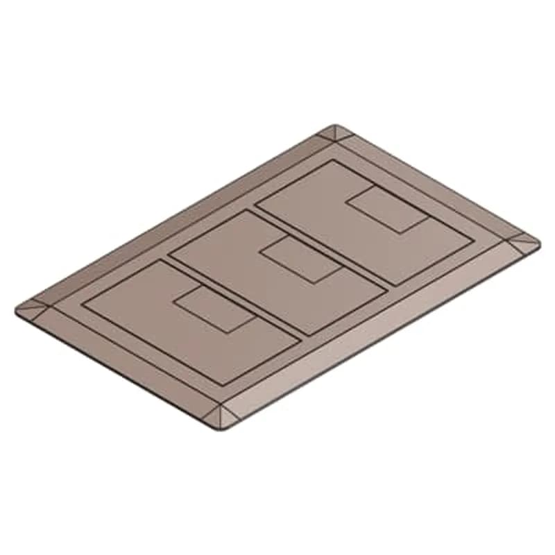 Three Gang Floor Box Cover, Width 7.13 Inches x Length 11.50 Inches, Caramel, Non-Metallic, Carpet Flange Included