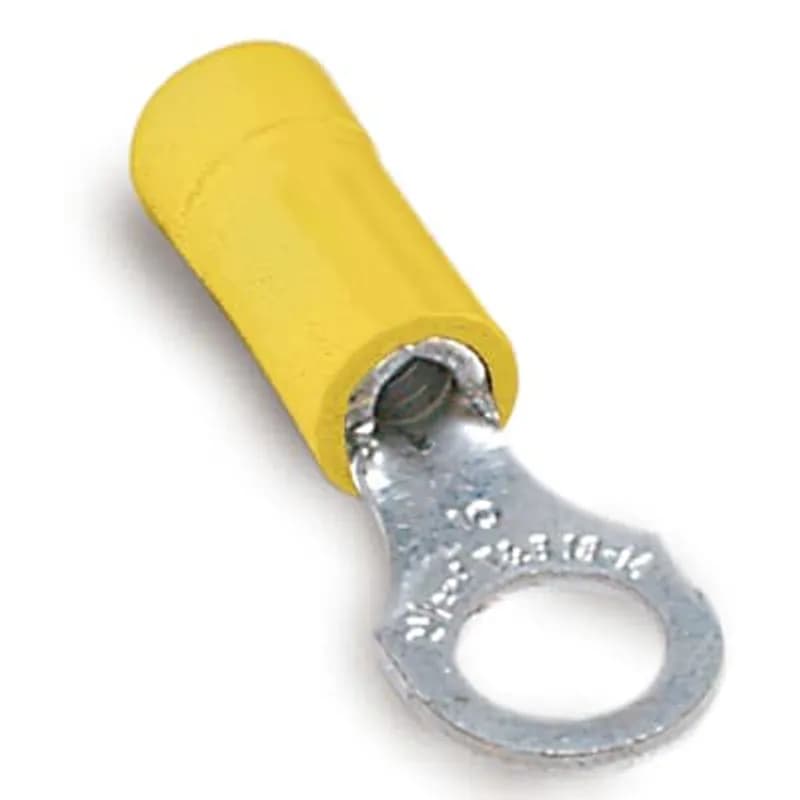ABB - Installation Products KV10-10R-T - Insulated Vinyl Ring Terminal for Wire Range 12-10 Stud Size #10, Yellow, Mylar Tape