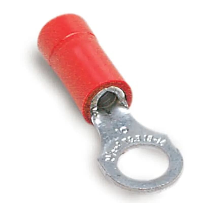 ABB - Installation Products KV18-10R-M - Insulated Vinyl Ring Terminal for Wire Range 22-16 Stud Size #10, Red, Package of 1000