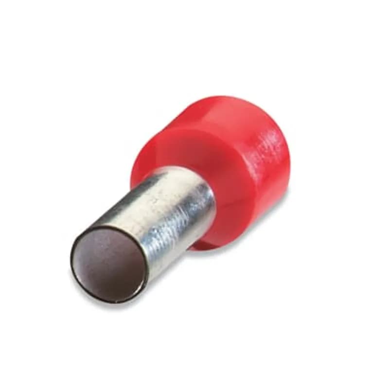 ABB - Installation Products F2043 - Polypropylene-Insulated Ferrule, Total Length .827 Inches/21mm, Pin Length .472 Inches/12mm, Pin Diameter .181 Inches/4.6mm, Base Diameter .295 Inches/7.5mm, Wire Range 8 AWG/10.00mm2, Color Red, Copper, Tin Plated