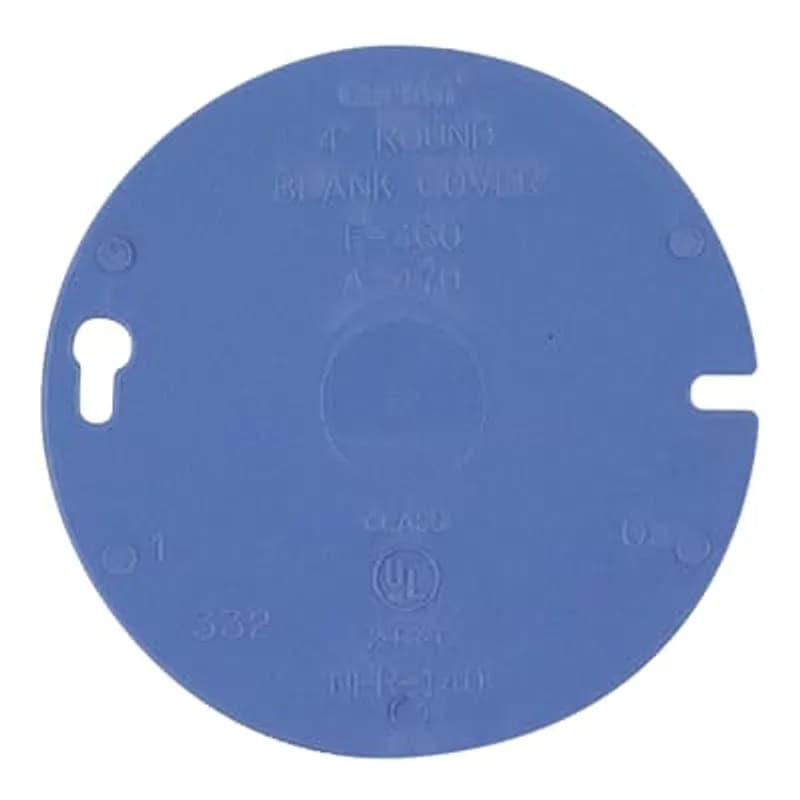 Round Blank Cover, Diameter 4 Inches, Color Blue, Material Non-Metallic