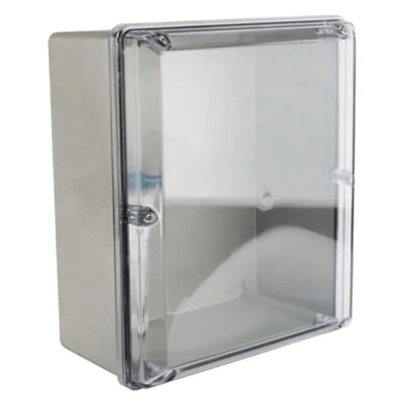 Circuit Safe Polycarbonate JIC Enclosure Assembly with Screw-On Clear Cover, Internal Dimensions 16 Inches x 14 Inches x 6.48 Inches, External Dimensions 14.50 Inches x 12.50 Inches x 7.72 Inches