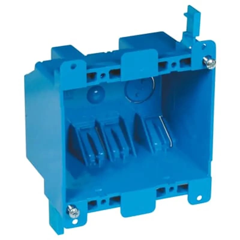 ABB - Installation Products B225R-UPC - Twp-Gang Old Work Outlet Box, Volume 25 Cubic Inches, Length 3-15/16 Inches, Width 3-1/8 Inches, Depth 2-3/4 Inches, Color Blue, Material PVC, Mounting Means Mounting Ears and Two Swing Clamps
