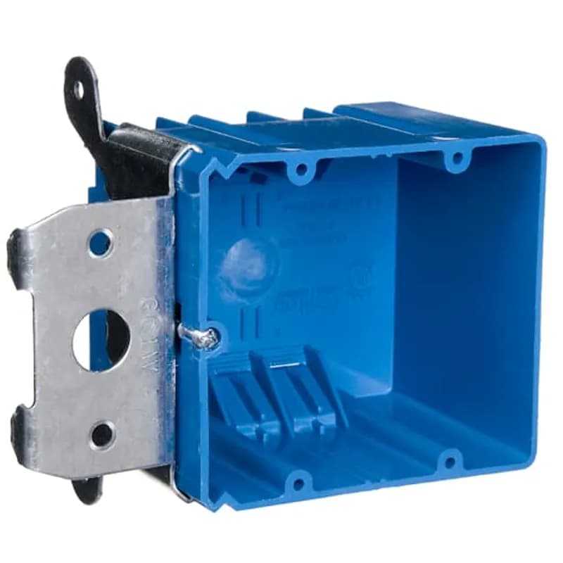 ABB - Installation Products B234ADJ - Two-Gang Adjustable New Work Outlet Box, Volume 34 Cubic Inches, Length 4 Inches, Width 3-5/8 Inches, Depth 3 Inches, Color Blue, Material PVC, Mounting Means up to 1-3/4 Inch Adjustable Bracket