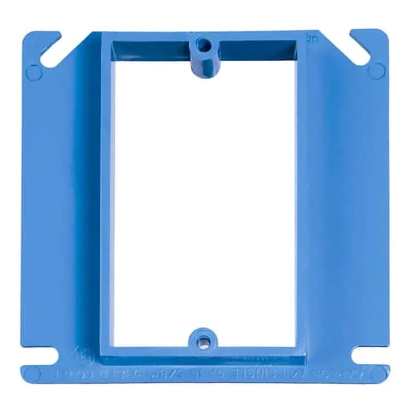 One-Gang Box Cover, Volume 8.1 Cubic Inches, 4 Inches Square, Raised 1-1/4 Inch, Color Blue, Material Non-Metallic