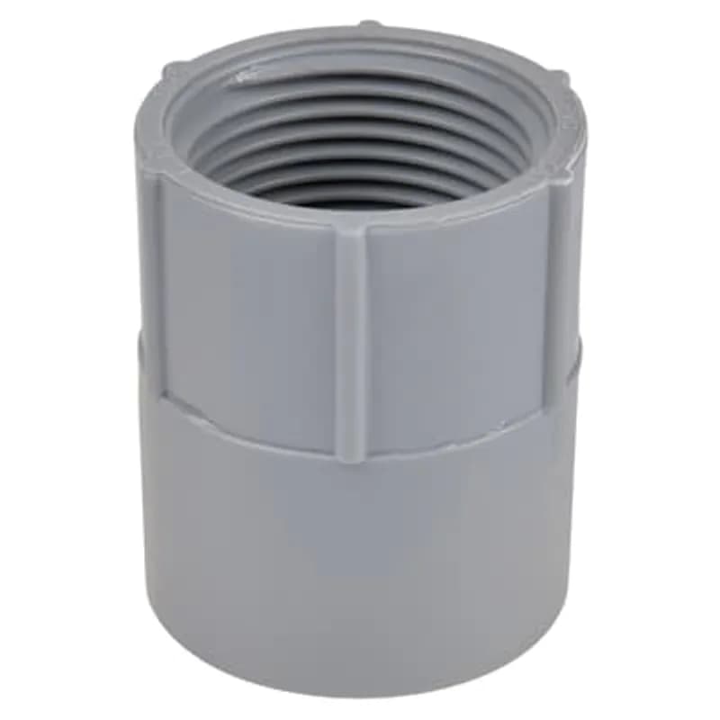 Female Adapter, Size 6 Inches, Length 3-3/8 Inches, Outer Diameter 7-1/4 Inches, Material PVC, Color Gray, For use with Schedule 40 and 80 Conduit