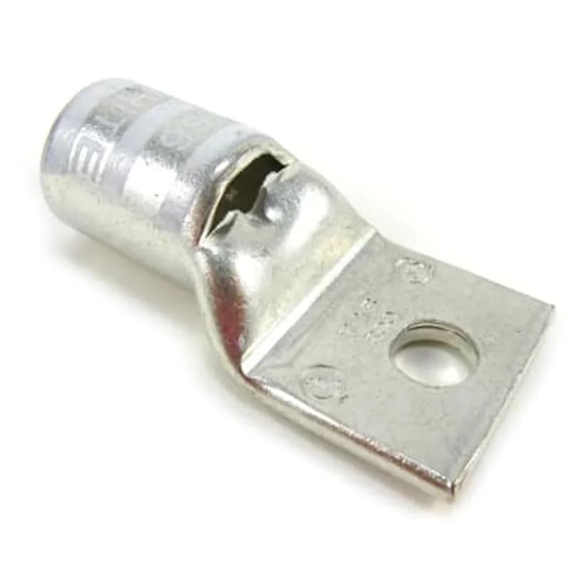 Copper One-Hole Lug, Standard Barrel, Peep Hole, Max 35kV, Wire Size 300 kcmil, 1/2 Inch Bolt Size, Silver Plated, Die Code 66, Die Color Code White